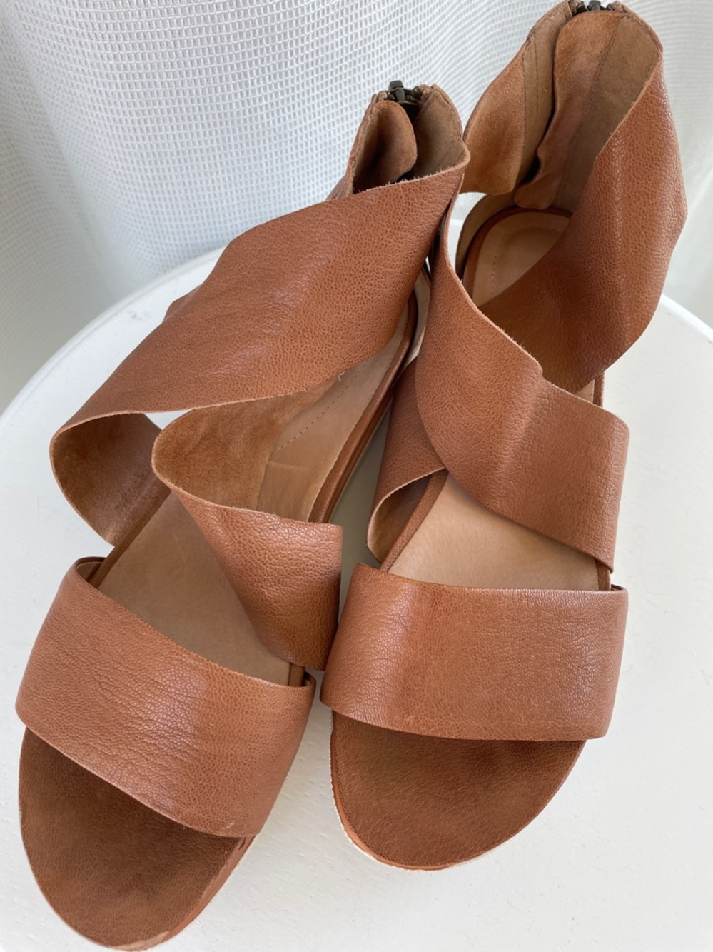 Eileen Fisher Brown Leather Crisscross Sneaker Sandals - Picture 7 of 7